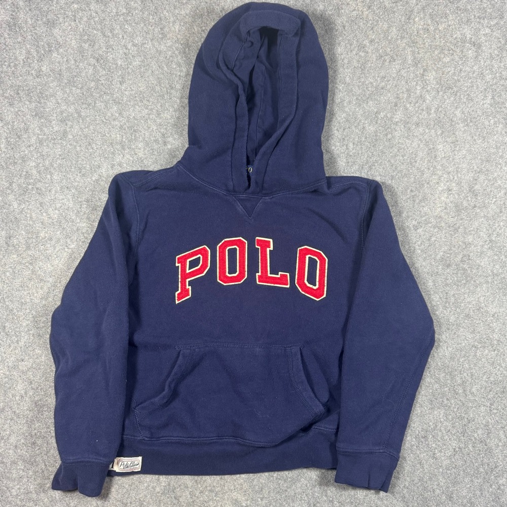 Polo Ralph Lauren Hoodie Kids Medium 10-12 Navy Blue Logo Pullover Sweatshirt